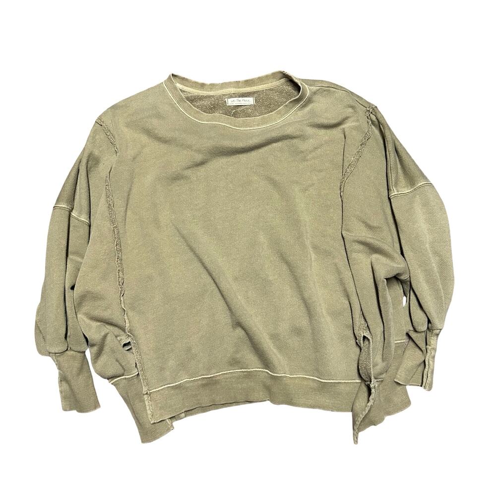 We The Free Camden Sweatshirt Womens Medium Oversized Sage Boho Granola Lounge